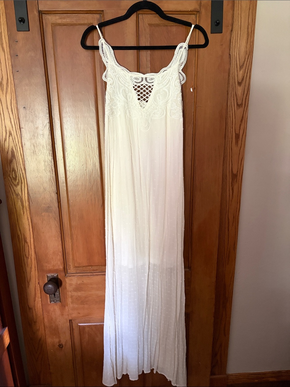 DAVI & DANI White Maxi Dress with Lace Bodice
